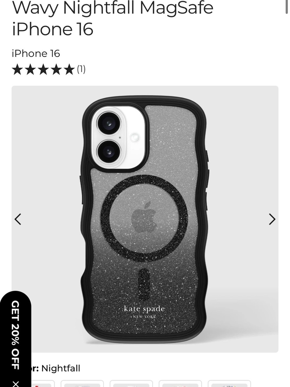 kate spade Black Glitter Wavy MagSafe iPhone Case